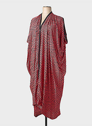Robe longue imprimé fantaisie manches courtes rouge WORLD FASHION femme