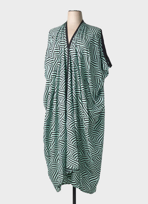 Robe longue imprimé fantaisie manches courtes vert WORLD FASHION femme