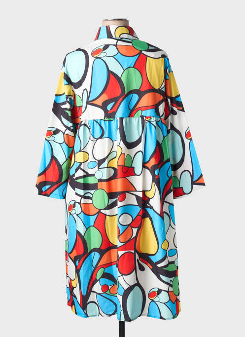 Robe mi-longue imprimé fantaisie manches longues bleu NESLAY femme