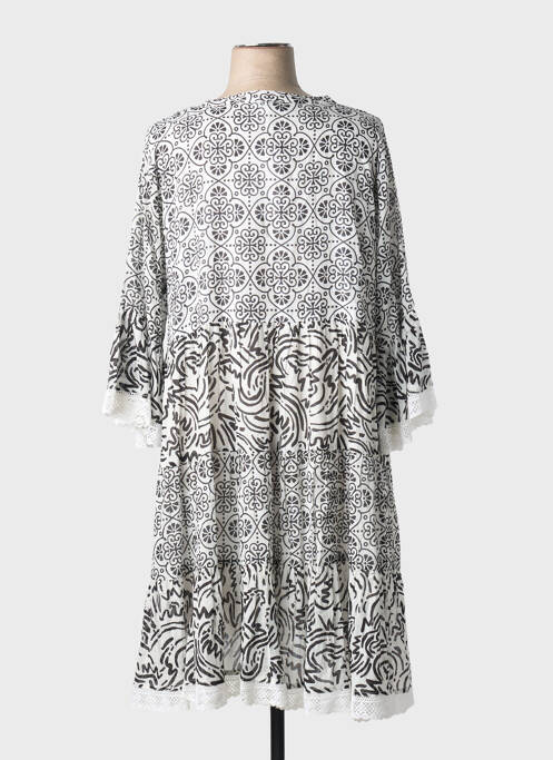 Robe mi-longue manches 3/4 manches 3/4 blanc PIMENT ROUGE femme