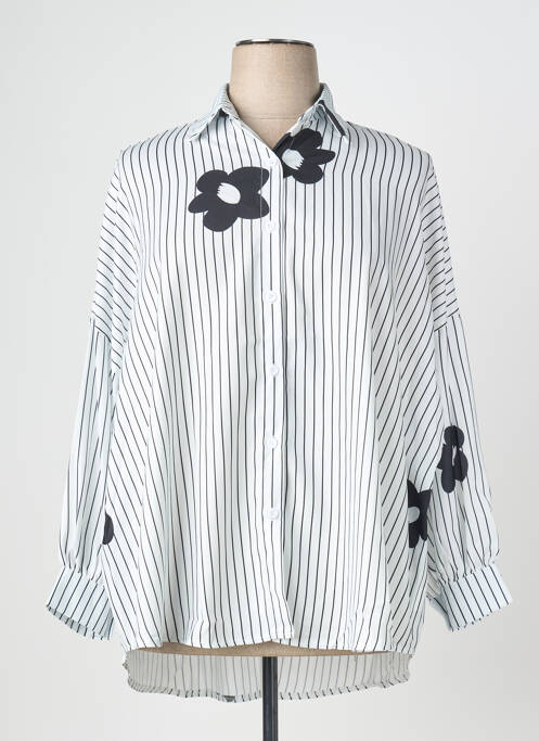 Chemisier coupe droite manches longues blanc NESLAY femme