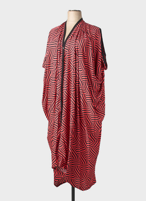 Robe longue imprimé fantaisie manches courtes rouge WORLD FASHION femme