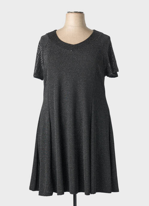 Robe mi-longue manches courtes manches courtes noir VETISTYLE femme