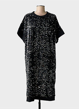 Robe mi-longue manches courtes manches courtes noir NEW COLLECTION femme