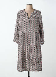 Robe mi-longue imprimé fantaisie manches longues noir WORLD FASHION femme