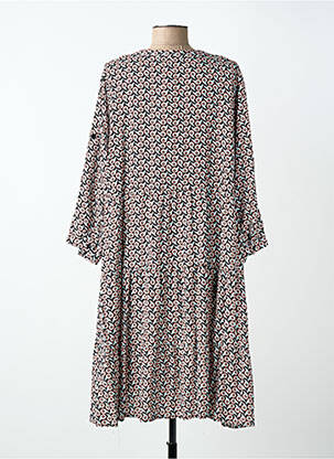 Robe mi-longue imprimé fantaisie manches longues noir WORLD FASHION femme