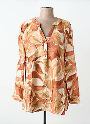 Blouse imprimé fantaisie manches longues marron CHRISTY femme
