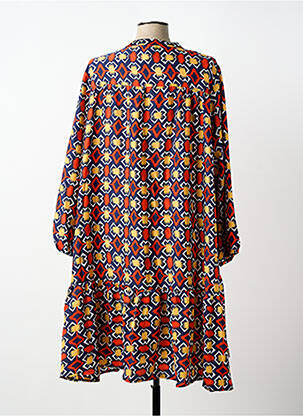Robe mi-longue imprimé fantaisie manches longues bleu WORLD FASHION femme