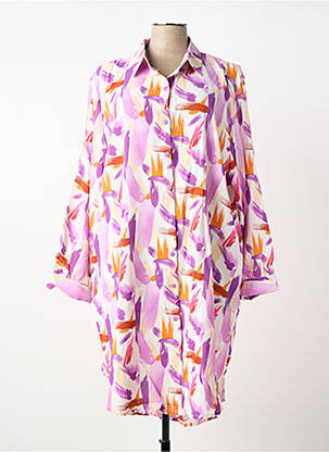 Robe mi-longue imprimé fantaisie manches longues violet CHRISTY femme