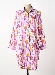 Robe mi-longue imprimé fantaisie manches longues violet CHRISTY femme