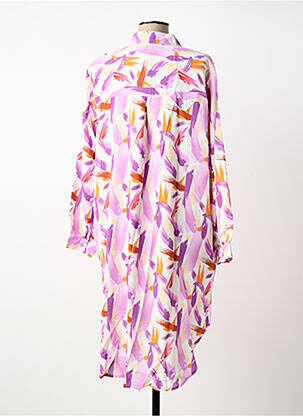 Robe mi-longue imprimé fantaisie manches longues violet CHRISTY femme