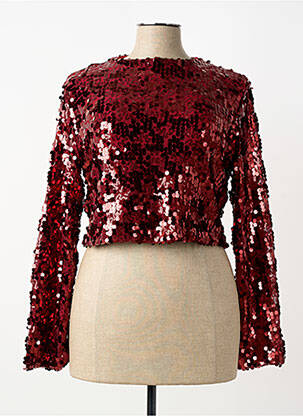 Top stretch manches longues rouge AMY&CLO femme