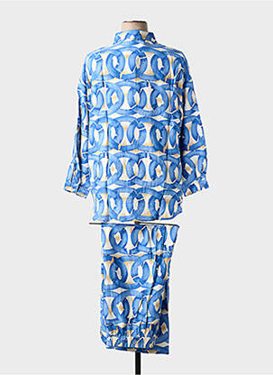 Ensemble pantalon fermeture boutonnée sur le devant bleu CHRISTY femme