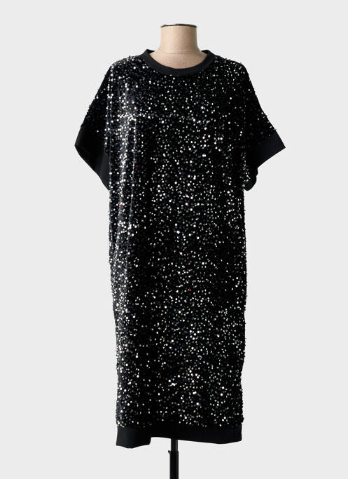 Robe mi-longue manches courtes manches courtes noir NEW COLLECTION femme