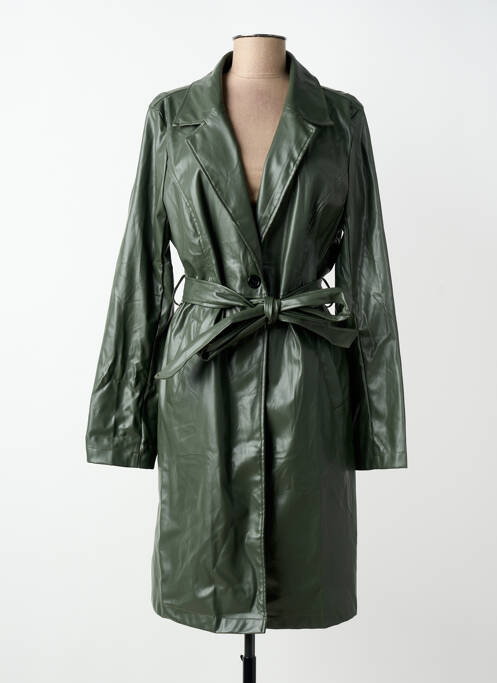 Manteau long coupe cintrée sans capuche vert CHRISTY femme