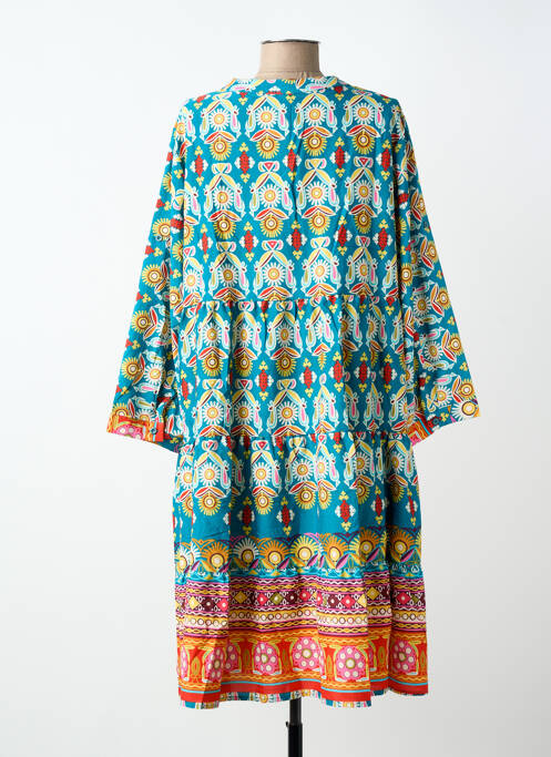Robe mi-longue imprimé fantaisie manches longues bleu WORLD FASHION femme