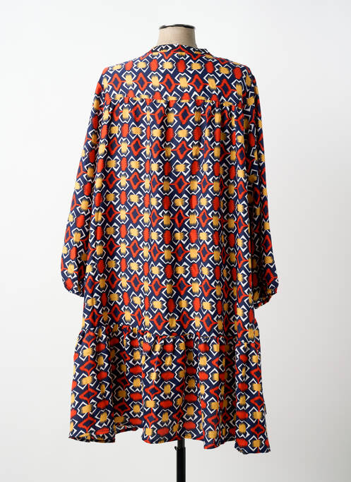 Robe mi-longue imprimé fantaisie manches longues bleu WORLD FASHION femme
