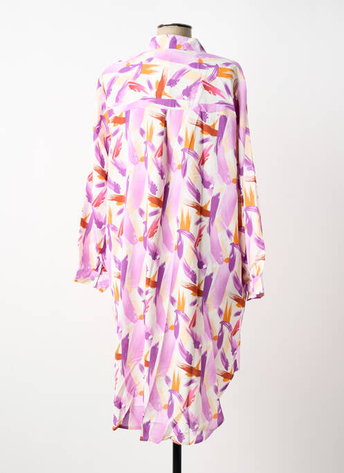 Robe mi-longue imprimé fantaisie manches longues violet CHRISTY femme