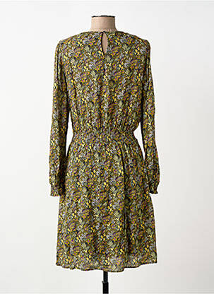 Robe mi-longue imprimé fleurs manches longues vert C'EST BEAU LA VIE femme