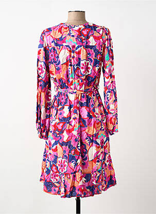Robe courte coupe évasée manches longues rose C'EST BEAU LA VIE femme