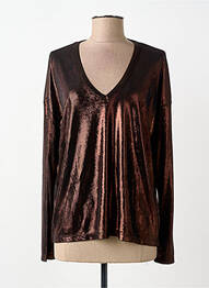 Top col v manches longues marron ANGE femme