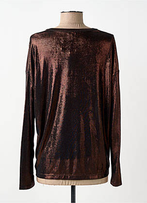 Top col v manches longues marron ANGE femme