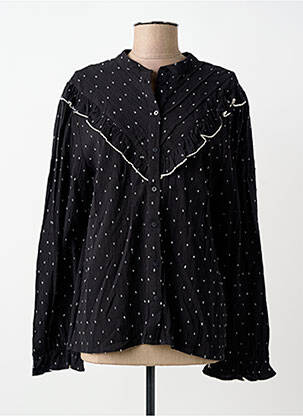 Chemisier coupe cintrée manches longues noir ICHI femme