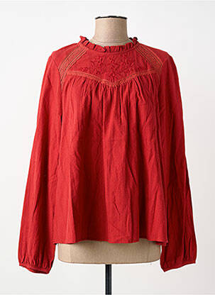 Blouse fermeture boutonnée au dos manches longues rouge CHERRY PARIS femme