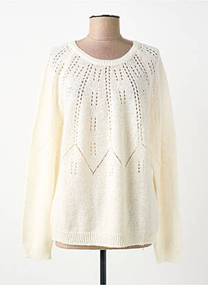 Pull col rond manches longues blanc C'EST BEAU LA VIE femme