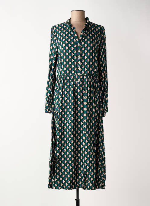 Robe mi-longue manches longues manches longues vert C'EST BEAU LA VIE femme