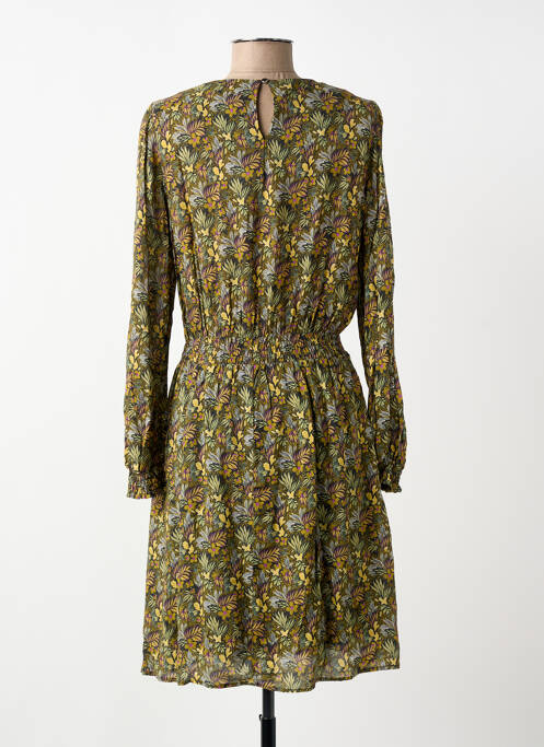Robe mi-longue imprimé fleurs manches longues vert C'EST BEAU LA VIE femme