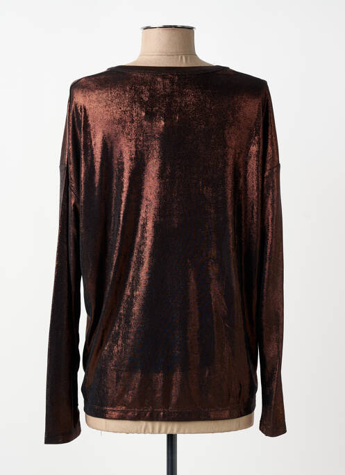 Top col v manches longues marron ANGE femme
