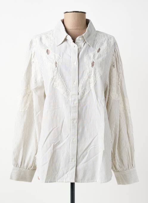 Chemisier imprimé fantaisie manches longues blanc ANGE femme