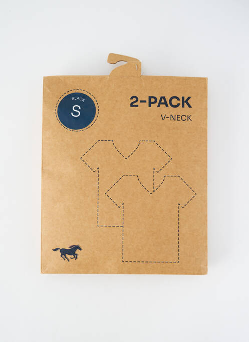 T-shirt broderie manches courtes noir V NECK homme