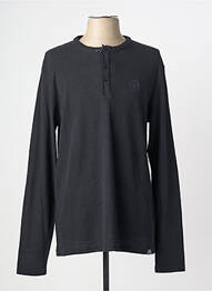 T-shirt col tunisien manches longues bleu FQ1924 homme