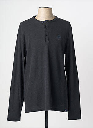 T-shirt col tunisien manches longues bleu FQ1924 homme