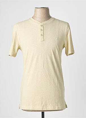 T-shirt col tunisien manches courtes beige MUSTANG homme