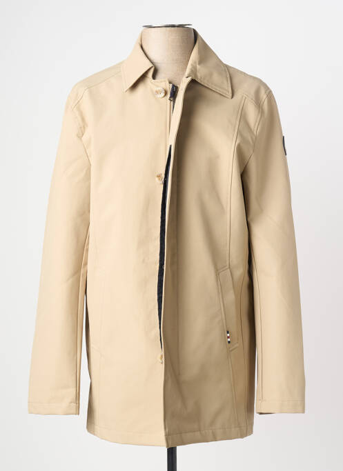 Trench fermeture zippée sous rabat pressionné sans capuche beige FQ1924 homme