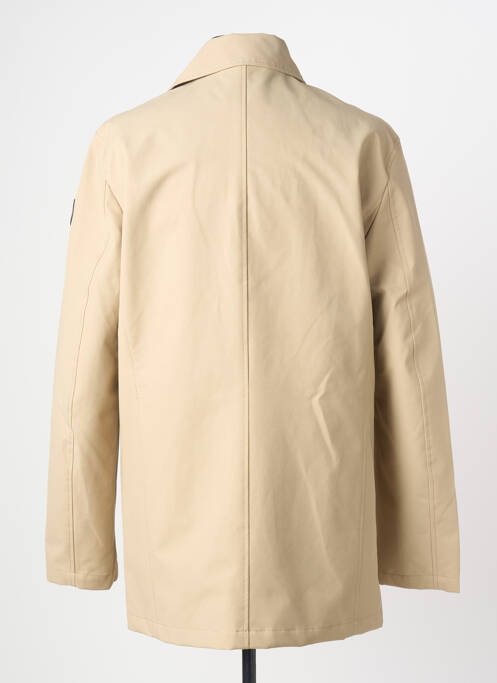 Trench fermeture zippée sous rabat pressionné sans capuche beige FQ1924 homme