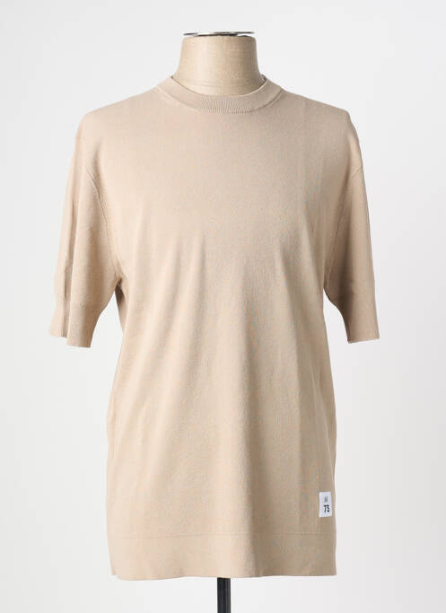 Pull stretch manches courtes beige MATINIQUE homme