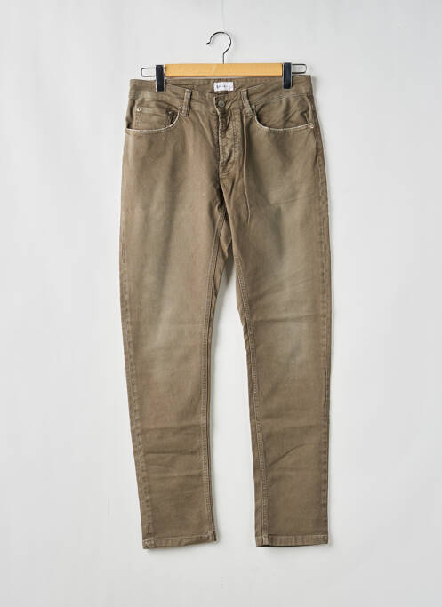 Jeans coupe slim fermeture boutonnée sur le devant taille normale marron SERGE BLANCO homme