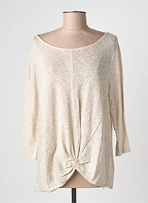 Pull tunique col rond manches longues beige PHILDAR femme