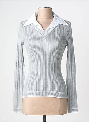 Pull tissage chiné manches longues gris PHILDAR femme