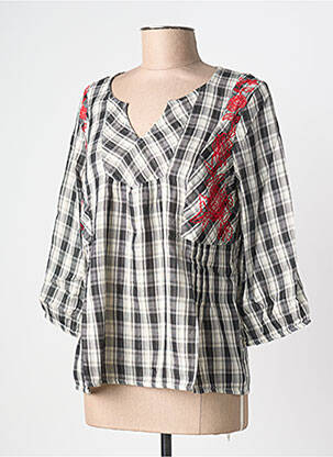 Blouse légère et transparente manches 3/4 noir GRAIN DE MALICE femme