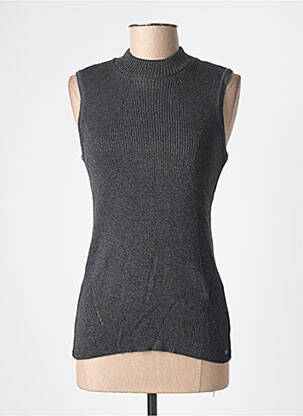 Pull tissage chiné sans manche gris BONOBO femme
