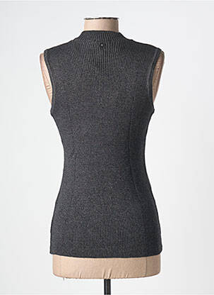 Pull tissage chiné sans manche gris BONOBO femme