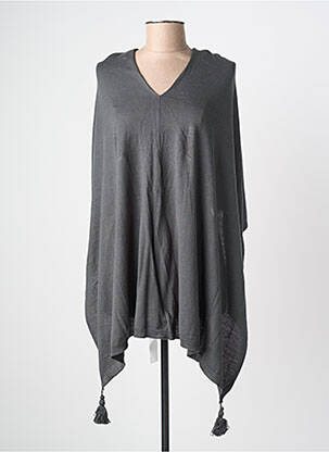 Pull tunique maille fine manches 3/4 gris BONOBO femme