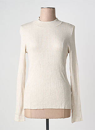 Pull tissage chiné manches longues beige CACHE CACHE femme