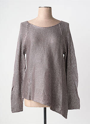 Pull tissage chiné manches longues gris CACHE CACHE femme