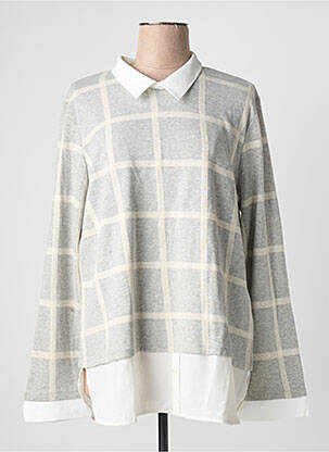 Pull tunique tissage chiné manches longues gris PHILDAR femme